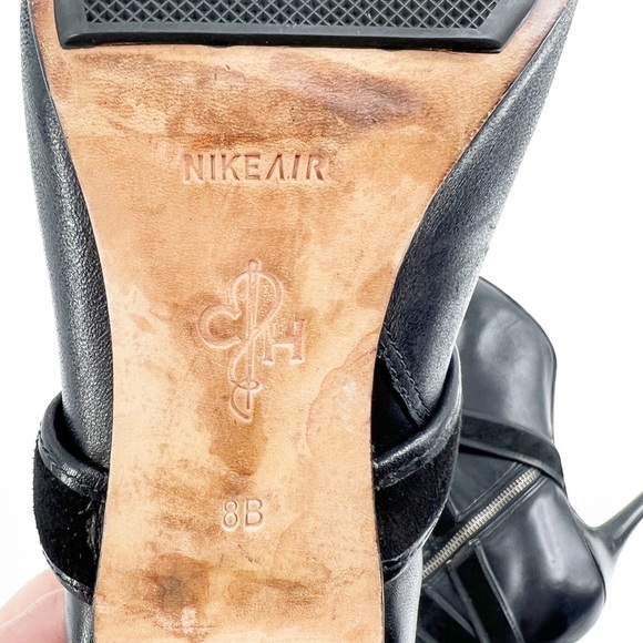 Cole Haan NikeAir Talia Black Leather Heel Ankle Boots Size 8 - Picture 12 of 14